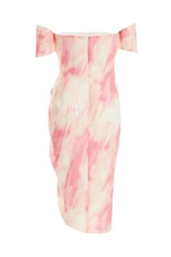 Petite Pink Brush Stroke Bardot Midi Dress -Deals Clothifyr Store 00100036544 ZB