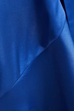 Curve Blue Satin Wrap Midi Dress -Deals Clothifyr Store 00100036546 ZS