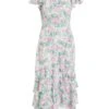 Petite Pink Smudge Print Frill Maxi Dress 1 Petite Pink Smudge Print Frill Maxi Dress -Deals Clothifyr Store 00100036548 ZM