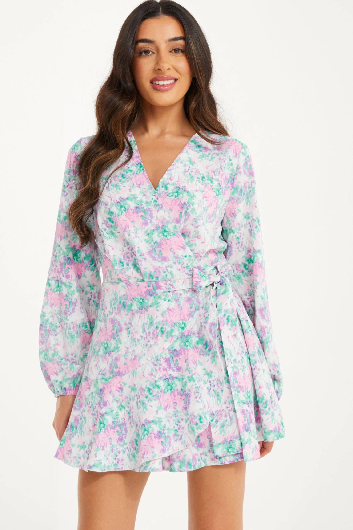 Petite Pink Smudge Print Playsuit 4 Petite Pink Smudge Print Playsuit - Image 2