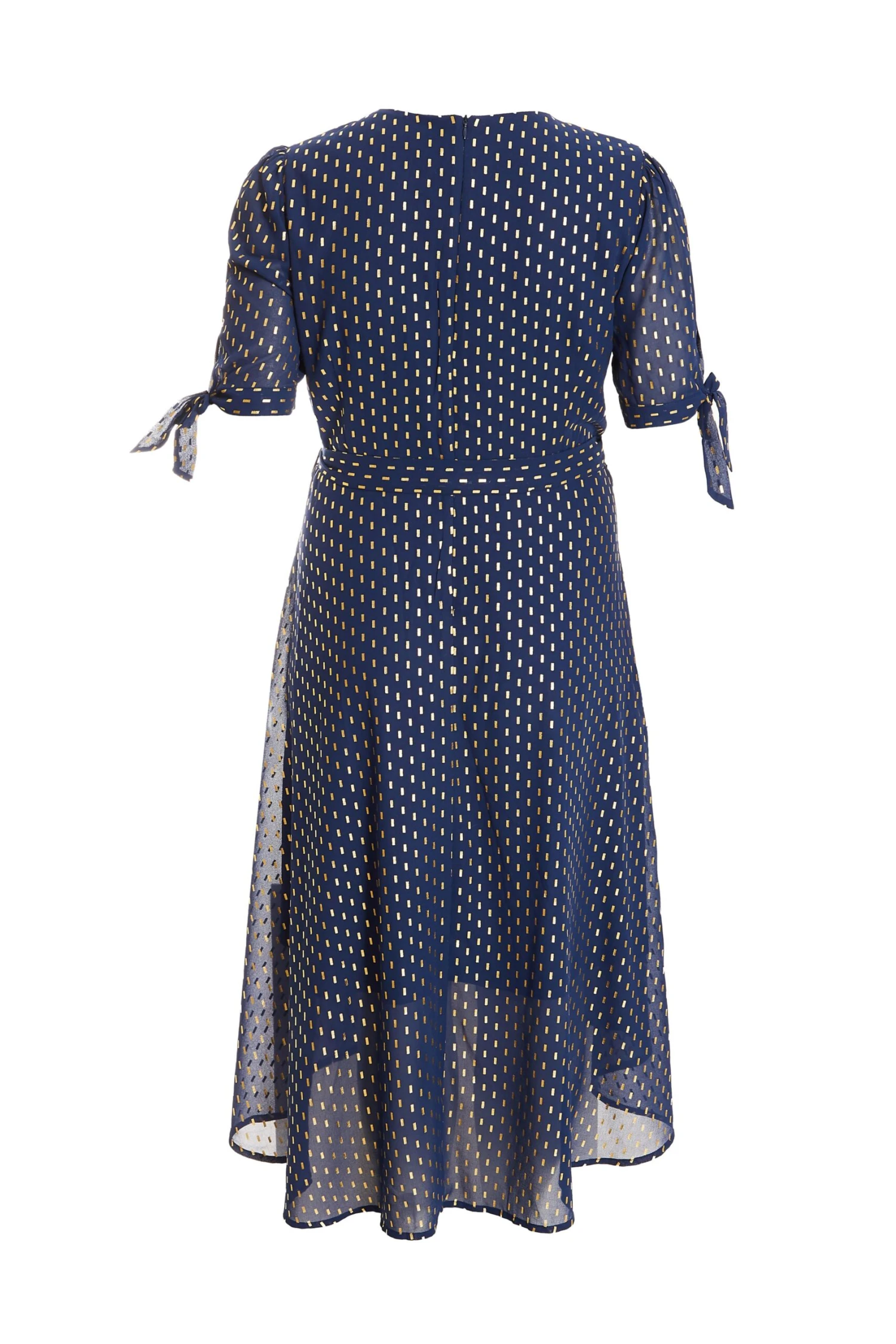Curve Navy Chiffon Metallic Wrap Dress 7 Curve Navy Chiffon Metallic Wrap Dress - Image 5