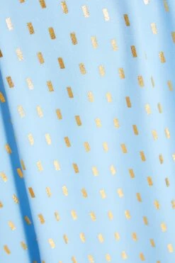 Curve Light Blue Chiffon Metallic Wrap Dress -Deals Clothifyr Store 00100036807 ZS