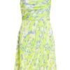 Curve Lime Satin Marble Print Tie Back Dress -Deals Clothifyr Store 00100036813 ZM