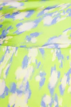 Curve Lime Satin Marble Print Tie Back Dress -Deals Clothifyr Store 00100036813 ZS