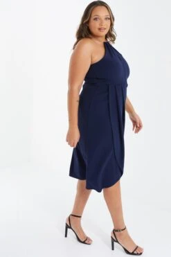 Curve Navy Halter Neck Midi Dress -Deals Clothifyr Store 00100036851 XS