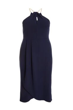 Curve Navy Halter Neck Midi Dress