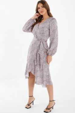 Pink Satin Animal Print Midi Dress -Deals Clothifyr Store 00100036862 XS