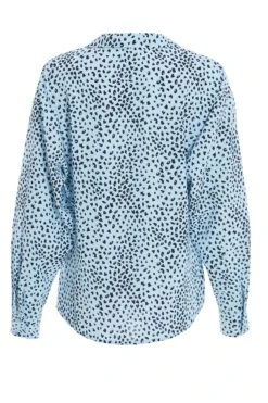 Blue Satin Animal Print Wrap Top -Deals Clothifyr Store 00100036869 ZB