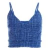 Royal Blue Checked Boucle Crop Top -Deals Clothifyr Store 00100036877 ZM