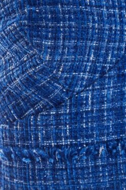 Royal Blue Checked Boucle Crop Top -Deals Clothifyr Store 00100036877 ZS