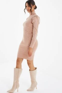 Stone Knitted Puff Sleeve Dress -Deals Clothifyr Store 00100036995 XS