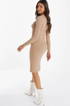 Stone Knitted Button Midi Dress -Deals Clothifyr Store 00100036996 XB