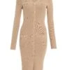 Stone Knitted Button Midi Dress -Deals Clothifyr Store 00100036996 ZM