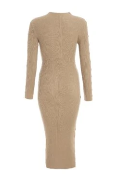 Stone Knitted Button Turtle Neck Midi Dress -Deals Clothifyr Store 00100036997 ZB
