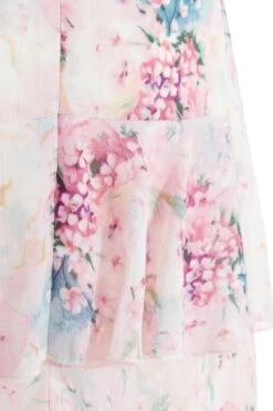 Light Pink Chiffon Floral Tiered Midi Skirt -Deals Clothifyr Store 00100037025 ZS