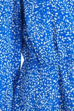 Blue Smudge Animal Print Peplum Top -Deals Clothifyr Store 00100037067 ZS