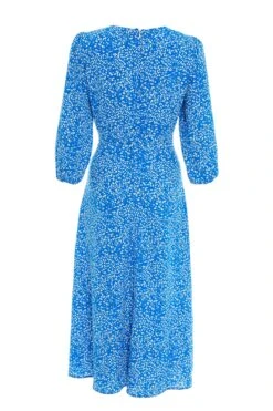 Blue Smudge Animal Print Midi Dress -Deals Clothifyr Store 00100037103 ZB