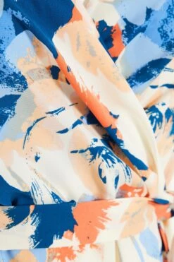 Curve Blue Floral Cold Shoulder Wrap Midi Dress -Deals Clothifyr Store 00100037105 ZS