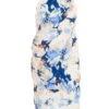 Curve Blue Floral High Neck Midi Dress -Deals Clothifyr Store 00100037106 ZM