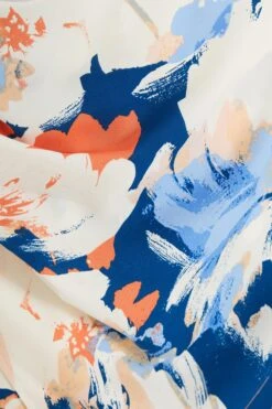 Curve Blue Floral High Neck Midi Dress -Deals Clothifyr Store 00100037106 ZS