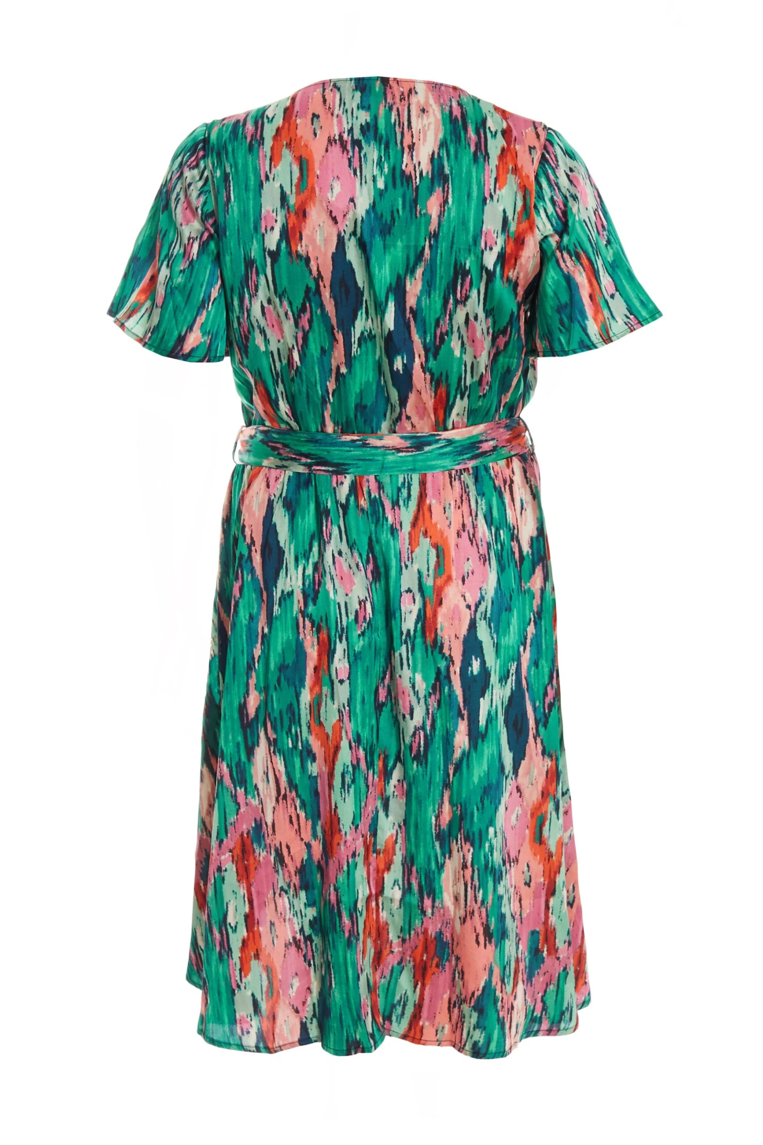 Curve Multicoloured Brush Stroke Wrap Midi Dress 7 Curve Multicoloured Brush Stroke Wrap Midi Dress - Image 5