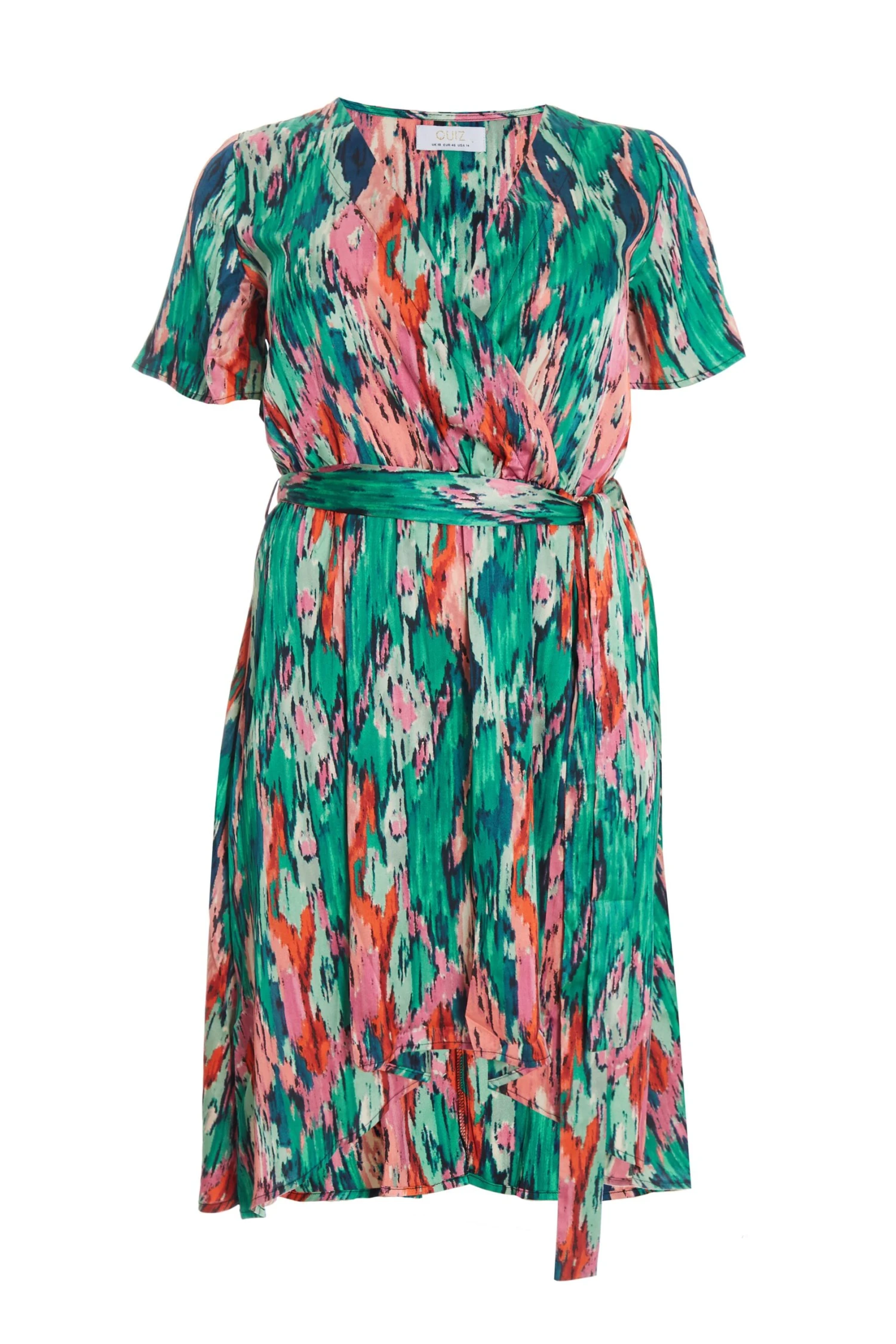 Curve Multicoloured Brush Stroke Wrap Midi Dress 3 Curve Multicoloured Brush Stroke Wrap Midi Dress