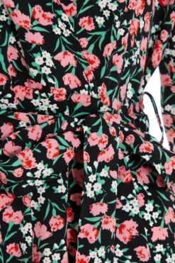 Petite Black Ditsy Floral Wrap Mini Dress -Deals Clothifyr Store 00100037111 ZS