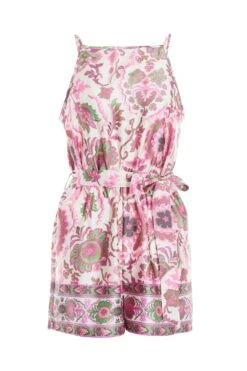 Petite Pink Paisley Print Playsuit