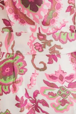 Curve Pink Paisley Print Mini Shirt Dress -Deals Clothifyr Store 00100037129 ZS