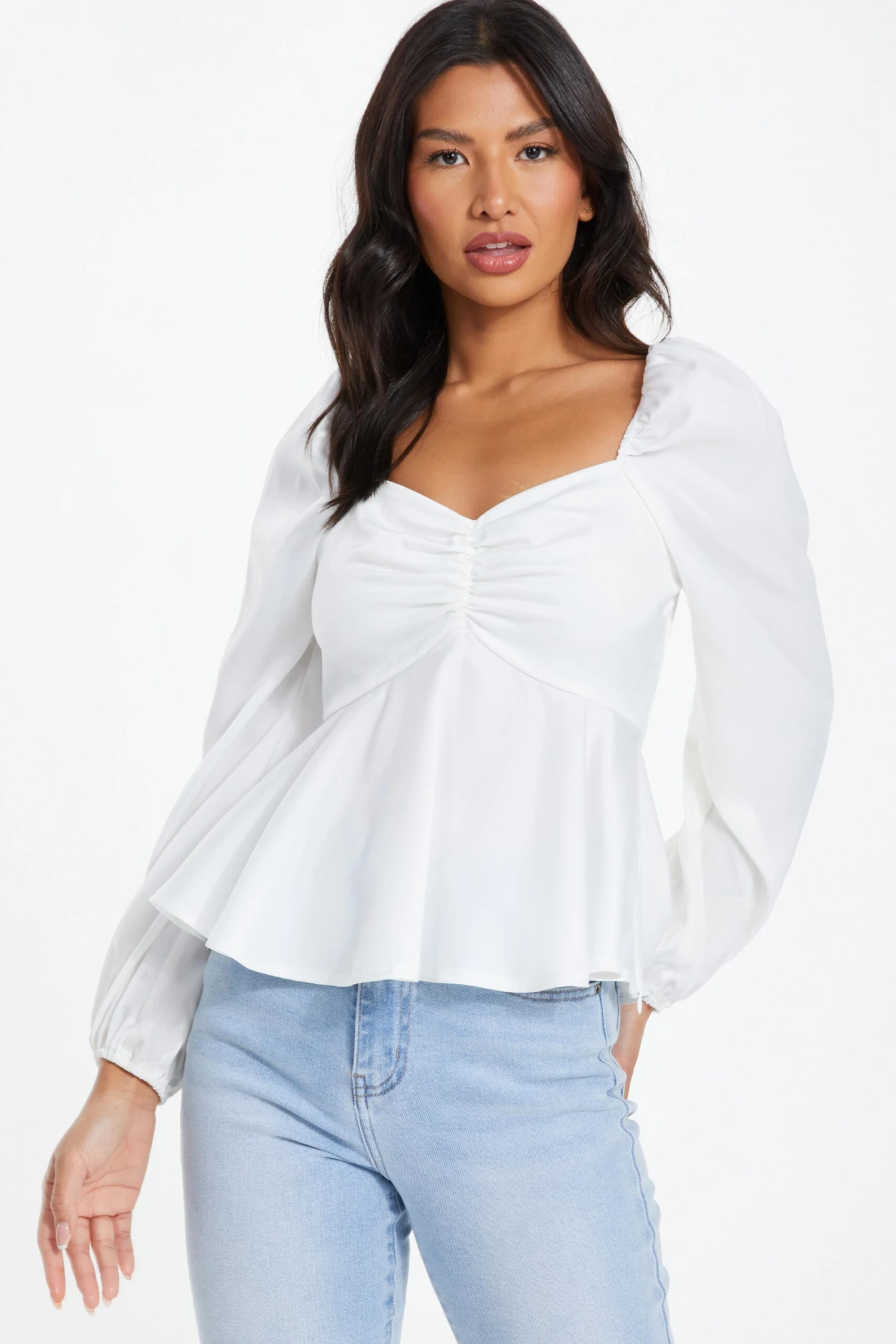 Cream Satin Ruched Top 4 Cream Satin Ruched Top - Image 2