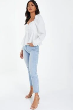 Cream Satin Ruched Top 11 Cream Satin Ruched Top -Deals Clothifyr Store 00100037133 XS