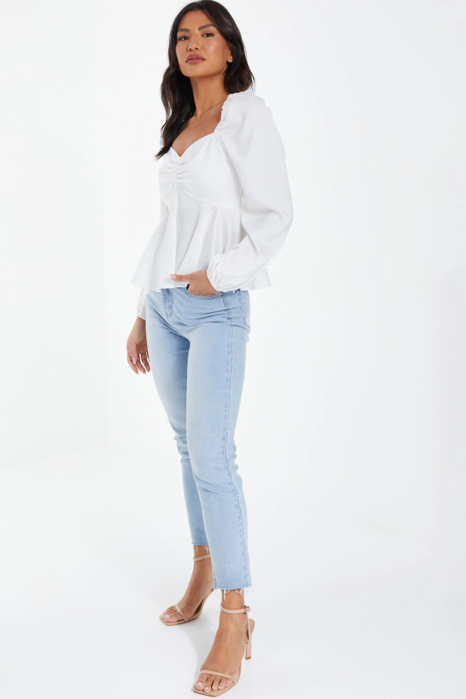 Cream Satin Ruched Top 6 Cream Satin Ruched Top - Image 4