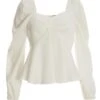 Cream Satin Ruched Top -Deals Clothifyr Store 00100037133 ZM