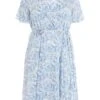 Curve Light Blue Satin Floral Wrap Midi Dress -Deals Clothifyr Store 00100037159 ZM