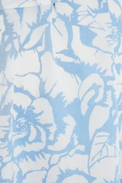 Curve Light Blue Satin Floral Wrap Midi Dress -Deals Clothifyr Store 00100037159 ZS