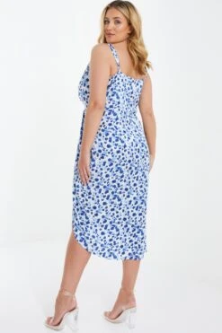 Curve Blue Satin Animal Print Ruched Midi Dress 10 Curve Blue Satin Animal Print Ruched Midi Dress -Deals Clothifyr Store 00100037164 XB