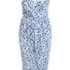 Curve Blue Satin Animal Print Ruched Midi Dress 2 Curve Blue Satin Animal Print Ruched Midi Dress -Deals Clothifyr Store 00100037164 ZM