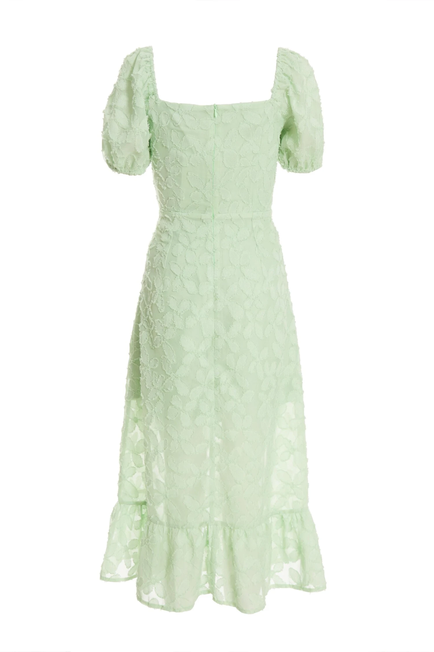 Sage Jacquard Puff Sleeve Midi Dress 7 Sage Jacquard Puff Sleeve Midi Dress - Image 5