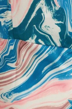 Curve Blue Satin Marble Print One Shoulder Midaxi Dress -Deals Clothifyr Store 00100037196 ZS