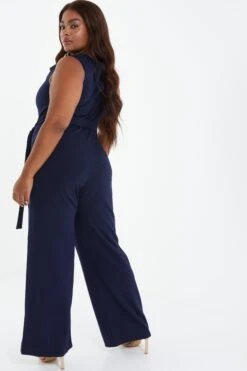 Curve Navy Cowl Neck Palazzo Jumpsuit 10 Curve Navy Cowl Neck Palazzo Jumpsuit -Deals Clothifyr Store 00100037200 XB