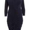 Curve Navy Ruched Wrap Midi Dress 1 Curve Navy Ruched Wrap Midi Dress -Deals Clothifyr Store 00100037201 ZM