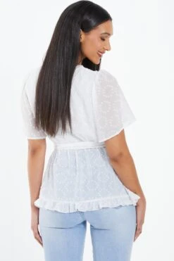 Cream Chiffon Lace Peplum Top -Deals Clothifyr Store 00100037228 XB