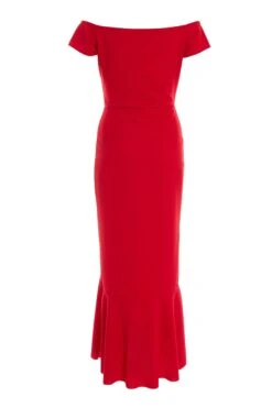 Petite Red Bardot Frill Maxi Dress -Deals Clothifyr Store 00100037281 ZB