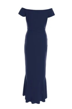 Petite Navy Bardot Frill Maxi Dress -Deals Clothifyr Store 00100037284 ZB