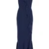 Petite Navy Bardot Frill Maxi Dress -Deals Clothifyr Store 00100037284 ZM