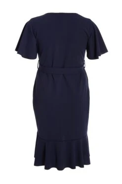 Curve Navy Wrap Buckle Midi Dress -Deals Clothifyr Store 00100037287 ZB