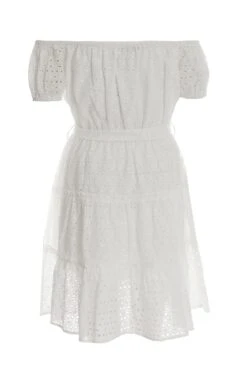Petite White Embroidered Bardot Mini Dress -Deals Clothifyr Store 00100037291 ZB