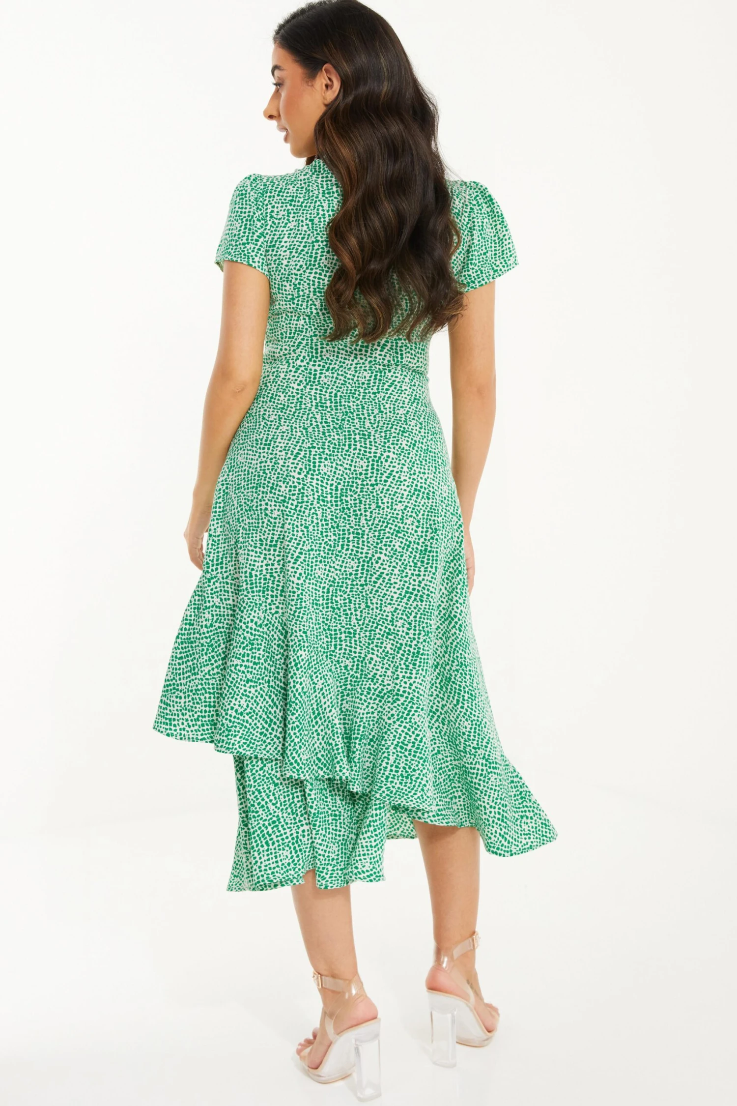Petite Green Polka Dot Frill Midi Dress 5 Petite Green Polka Dot Frill Midi Dress - Image 3