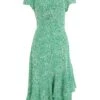 Petite Green Polka Dot Frill Midi Dress