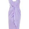 Curve Lilac Satin Ruched Midi Dress -Deals Clothifyr Store 00100037299 ZM